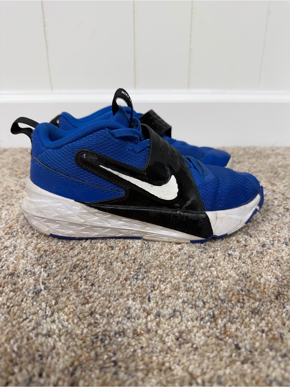 Nike Kids Royal Blue and Black Sneakers with White Swoosh
